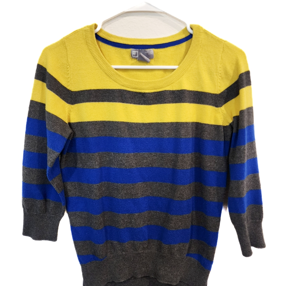 JCP Cashmere Blend Size 3/4 Sleeve Striped Sweater